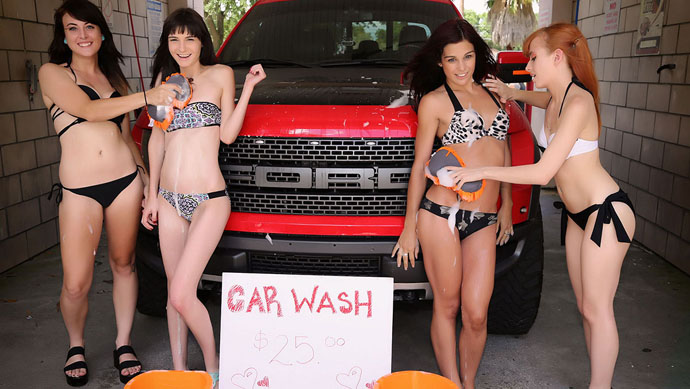 Car Wash! Chloe Skyy, Brooke Benson, Andi Page, & Lizzy Lamb